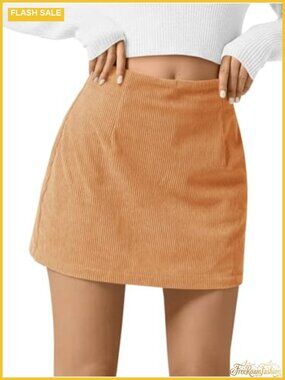 Womens Corduroy Mini Skirt High Waisted A-Line Short Skirt